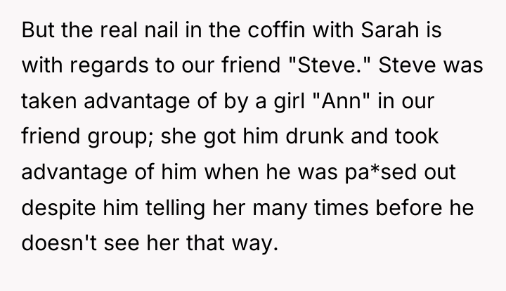 But the real nail in the coffin with Sarah is...