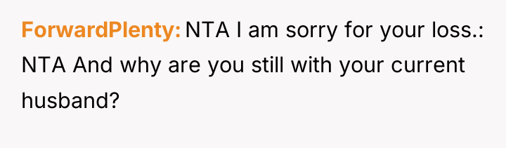 ForwardPlenty NTA I am sorry for your loss.: NTA And...