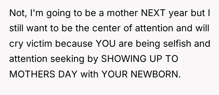 Not, I'm going to be a mother NEXT year but...