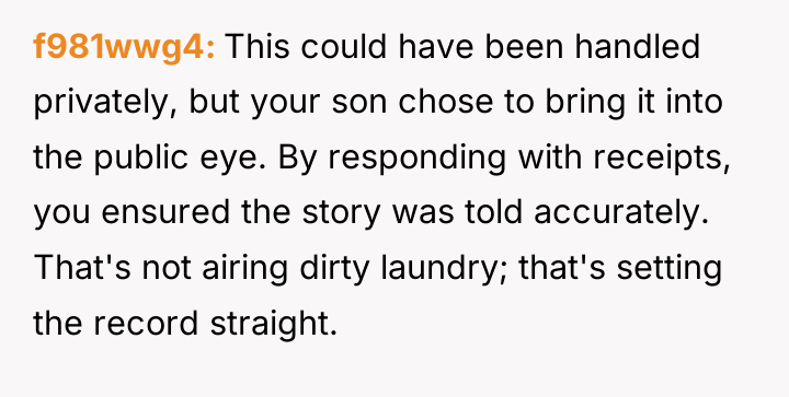 f981wwg4 This could have been handled privately, but your son...
