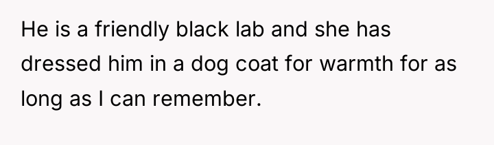 He is a friendly black lab and she has dressed...