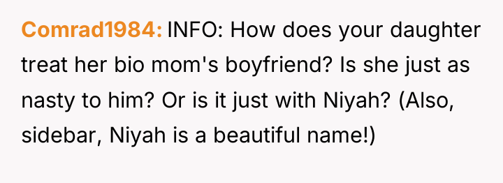 Comrad1984 INFO: How does your daughter treat her bio mom's...