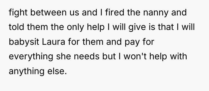 fight between us and I fired the nanny and told...