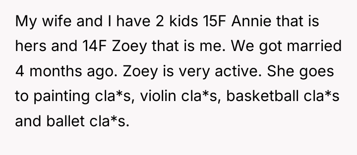 My wife and I have 2 kids 15F Annie that...