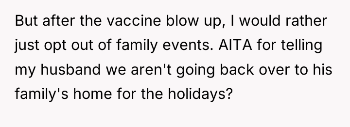 But after the vaccine blow up, I would rather just...