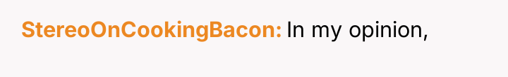 StereoOnCookingBacon In my opinion,