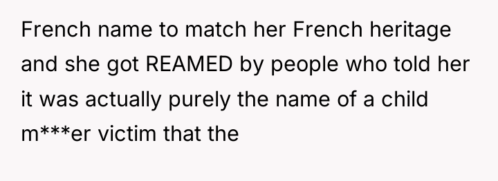 French name to match her French heritage and she got...