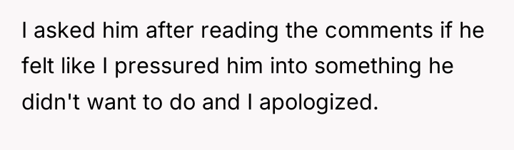 I asked him after reading the comments if he felt...