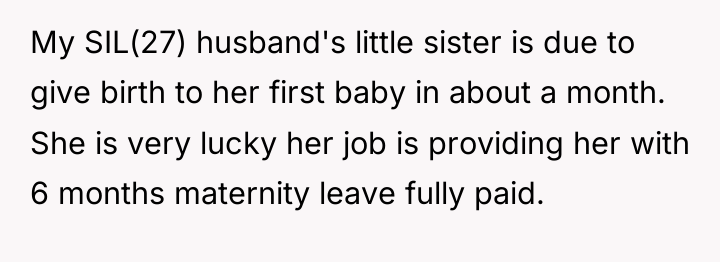 My SIL(27) husband's little sister is due to give birth...