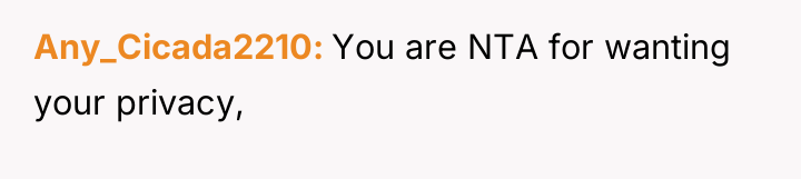 Any_Cicada2210 You are NTA for wanting your privacy,