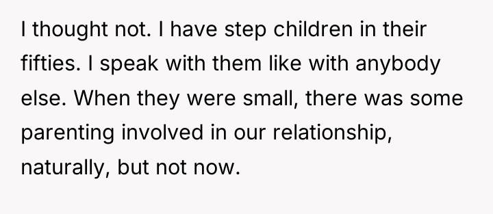 I thought not. I have step children in their fifties....