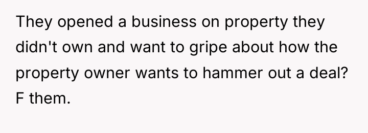 They opened a business on property they didn't own and...