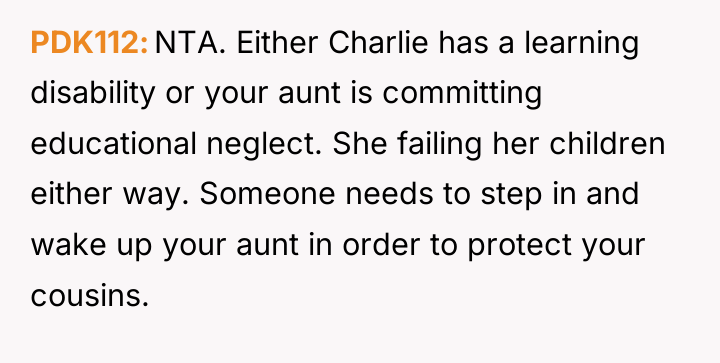 PDK112 NTA. Either Charlie has a learning disability or your...