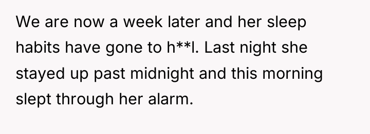 We are now a week later and her sleep habits...