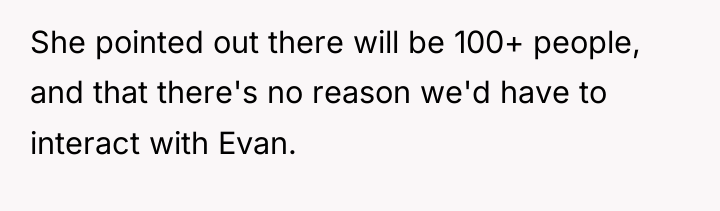 She pointed out there will be 100+ people, and that...