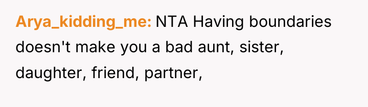 Arya_kidding_me NTA Having boundaries doesn't make you a bad aunt,...