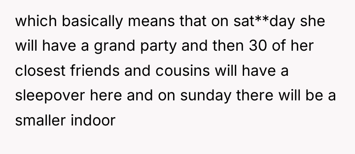 which basically means that on sat**day she will have a...