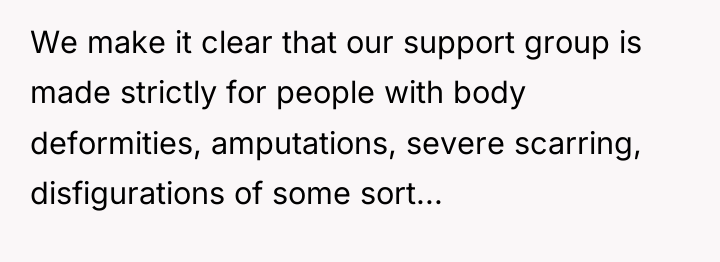 We make it clear that our support group is made...