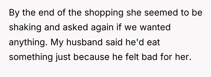 By the end of the shopping she seemed to be...