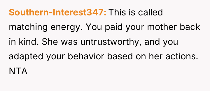 Southern-Interest347 This is called matching energy. You paid your mother...