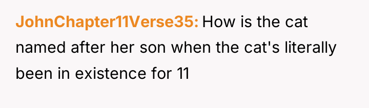 JohnChapter11Verse35 How is the cat named after her son when...