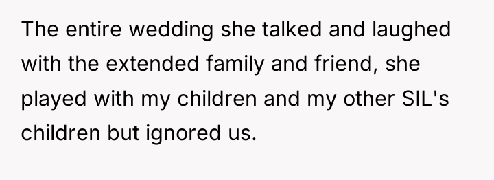 The entire wedding she talked and laughed with the extended...