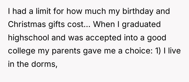 I had a limit for how much my birthday and...