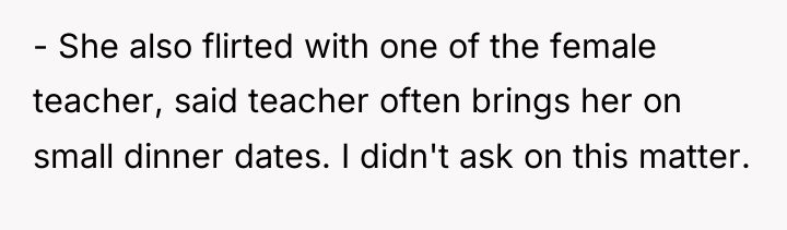 - She also flirted with one of the female teacher,...