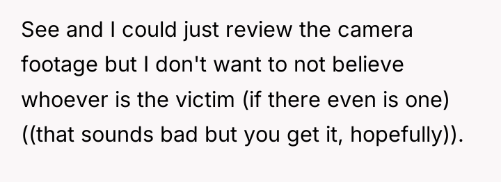 See and I could just review the camera footage but...