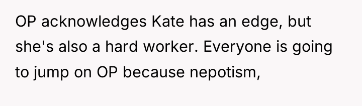 OP acknowledges Kate has an edge, but she's also a...