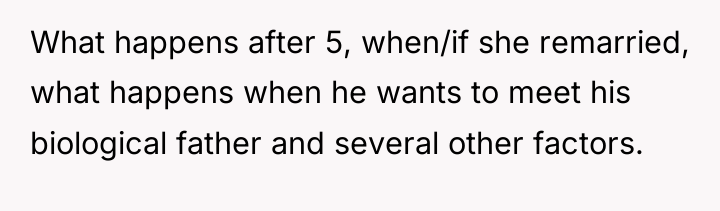 What happens after 5, when/if she remarried, what happens when...