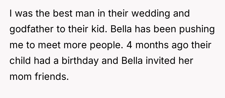 I was the best man in their wedding and godfather...