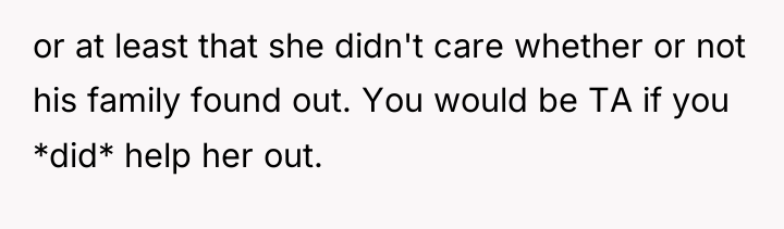 or at least that she didn't care whether or not...