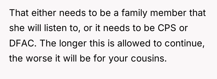 That either needs to be a family member that she...