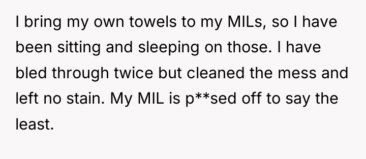 I bring my own towels to my MILs, so I...