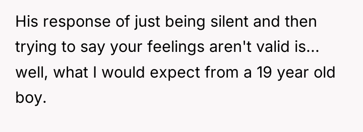 His response of just being silent and then trying to...
