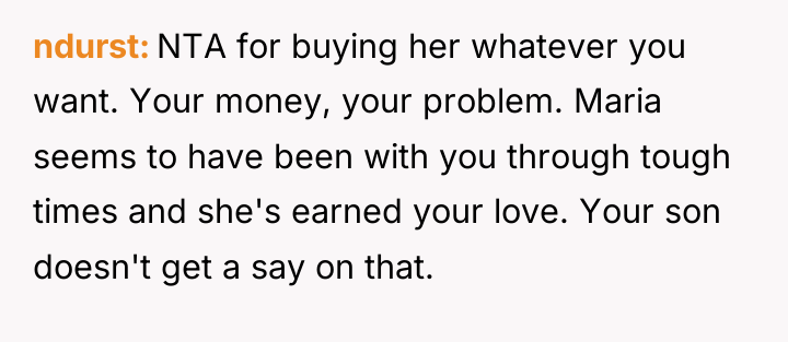 ndurst NTA for buying her whatever you want. Your money,...