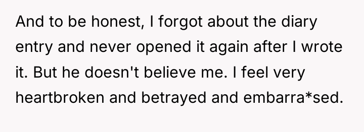 And to be honest, I forgot about the diary entry...