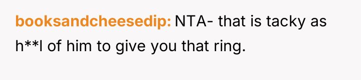 booksandcheesedip NTA- that is tacky as h**l of him to...