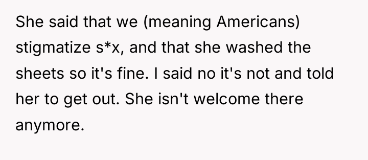 She said that we (meaning Americans) stigmatize s*x, and that...