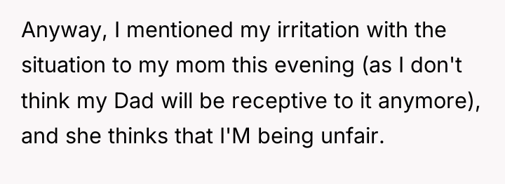 Anyway, I mentioned my irritation with the situation to my...