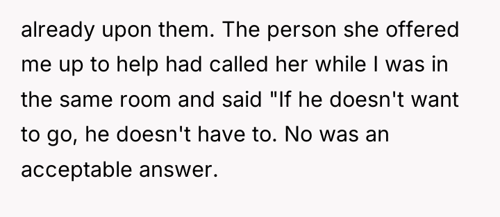already upon them. The person she offered me up to...