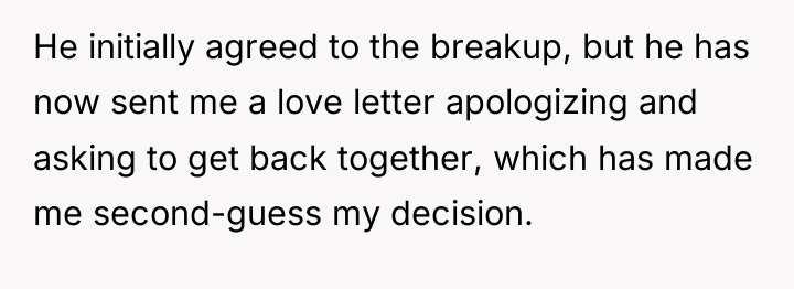 He initially agreed to the breakup, but he has now...