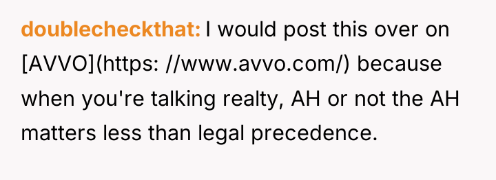 doublecheckthat I would post this over on [AVVO](https: //www.avvo.com/) because...
