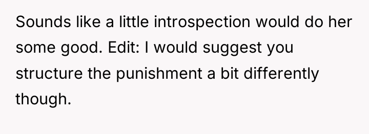 Sounds like a little introspection would do her some good....