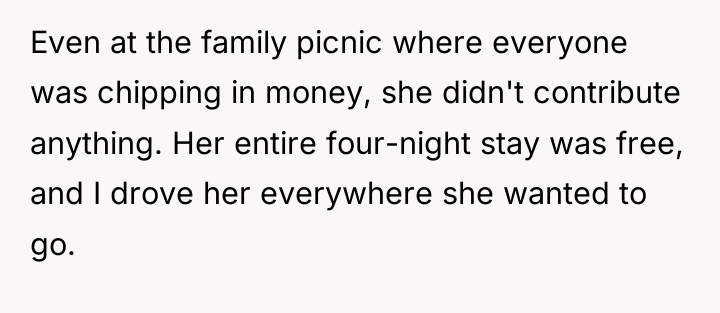 Even at the family picnic where everyone was chipping in...