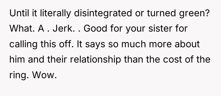 Until it literally disintegrated or turned green? What. A ....