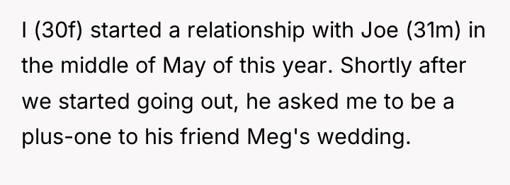 I (30f) started a relationship with Joe (31m) in the...