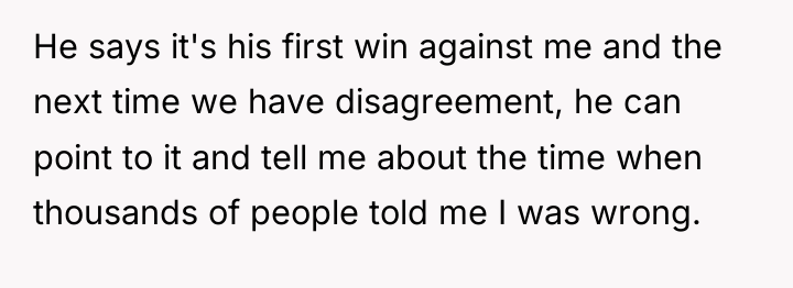 He says it's his first win against me and the...