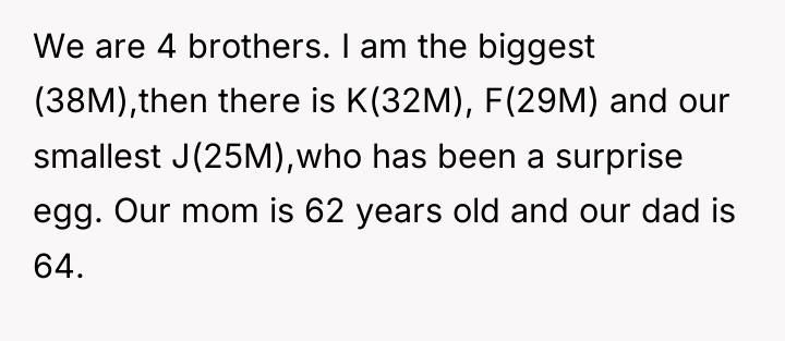 We are 4 brothers. I am the biggest (38M),then there...